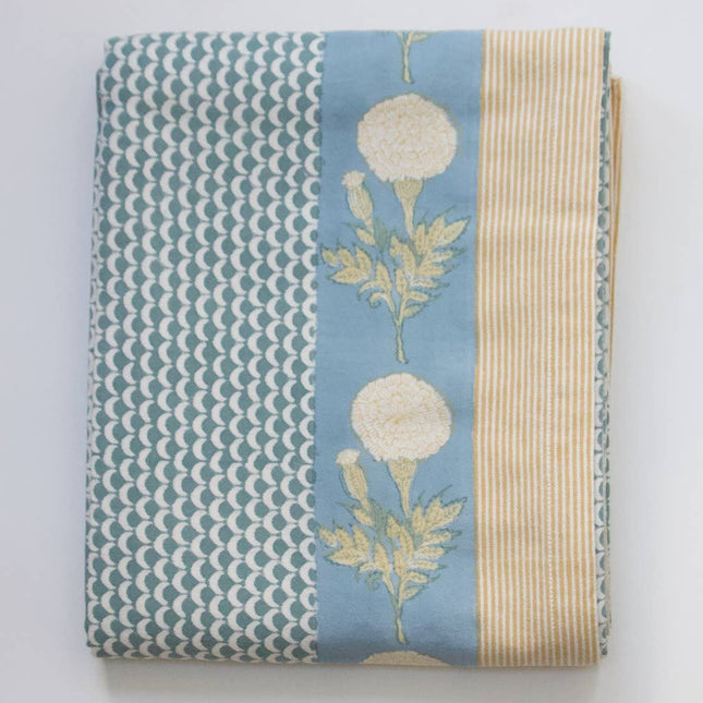 Indian Block Print Tableclotch in Splash blue Print 150cm x 240cm