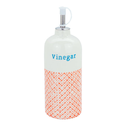 Hand-Printed Vinegar Bottle in Orange + Blue 500ml
