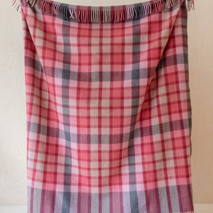 Recycled Wool Throw in Rhubard + Berry Gingham Check