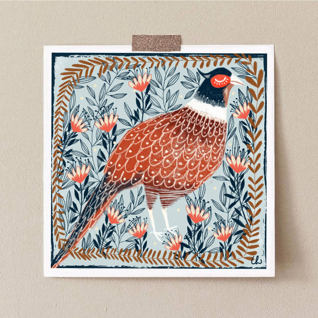 Frollicking Pheasant square print