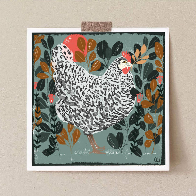 Happy Hen square print