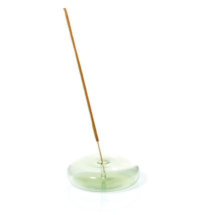 Dimple Hand Blown Glass Incense Holder Green
