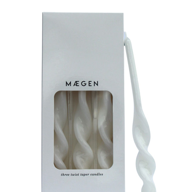 Twist Taper Candles, Pack of 3 in Ice White