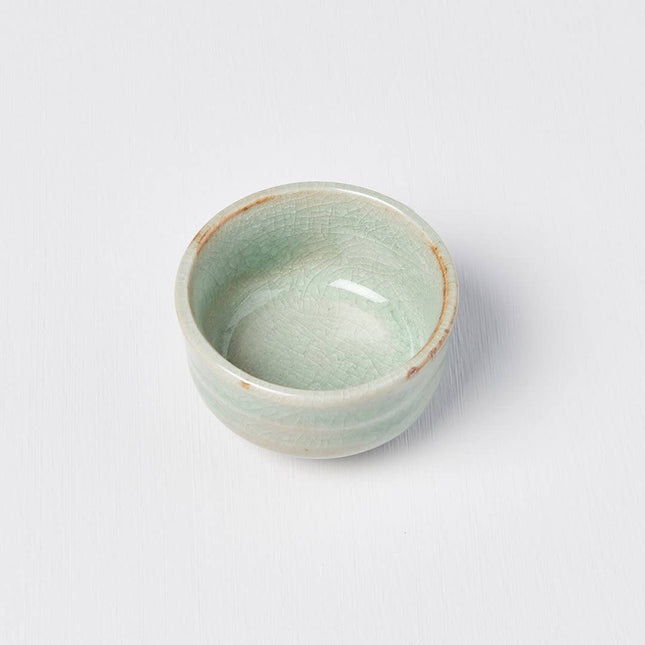 Set of 2 Porcelain Sake Cups Ice Green glaze 30ml