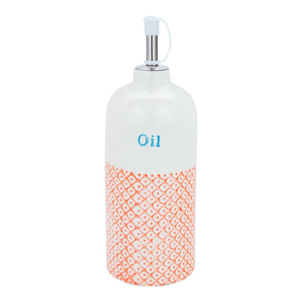 Hand-Printed Olive Oil Bottle in Orange + Blue 500ml